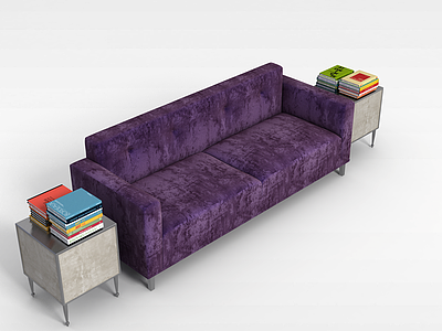 3d紫色布艺沙发模型