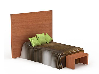 3d简易双人床免费模型