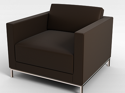 3d褐色单人沙发模型