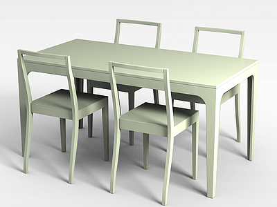 浅绿桌椅组合模型3d模型