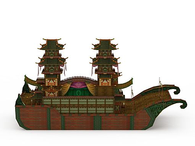 3d豪华复古龙船免费模型