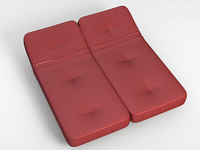 红色皮质床模型3d模型