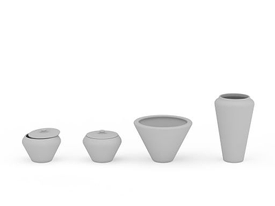 陶瓷水杯组合模型3d模型