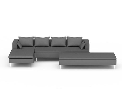 3d黑色L型沙发免费模型
