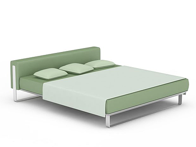 3d绿色布艺床免费模型