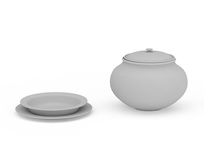 3d白色陶瓷餐具免费模型