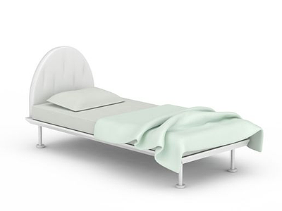 3d白色皮质床免费模型
