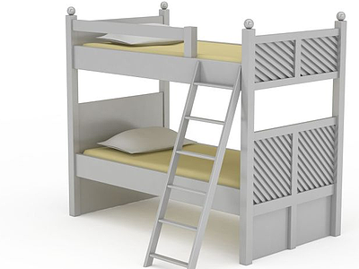 3d木质双层床免费模型