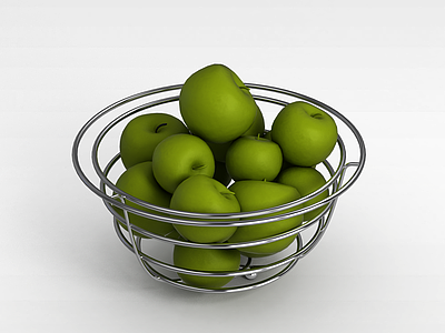 3d苹果果篮模型
