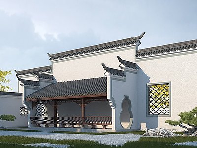 中式长廊3d模型