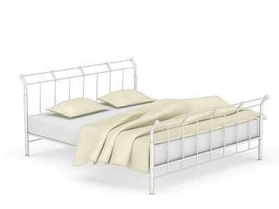3d白色双人床免费模型