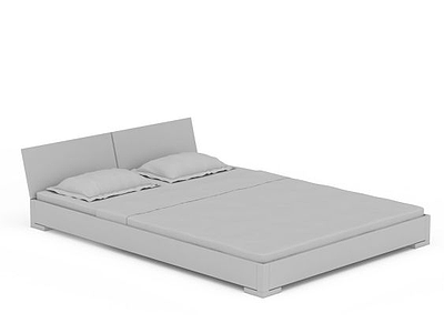 3d灰色双人床免费模型