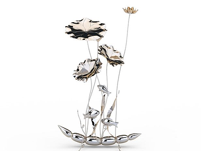 3d金属花朵饰品免费模型