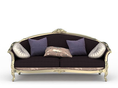 3d紫色双人沙发模型