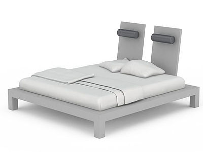 白色简约式双人床模型3d模型