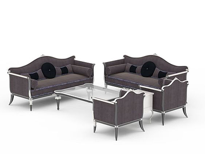 3d紫色沙发组合免费模型