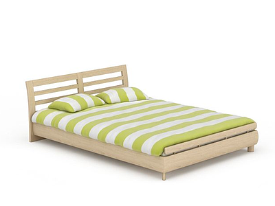 3d简约木制双人床免费模型
