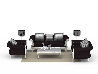 欧式灰色沙发模型3d模型