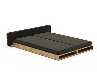 3d黑色日式地铺床免费模型