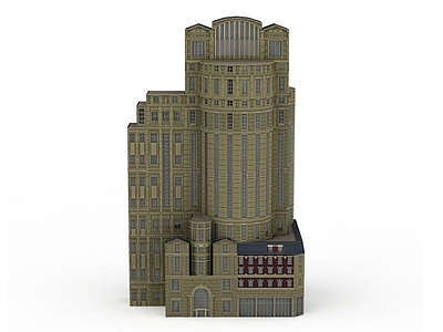 黄色大型建筑物模型3d模型