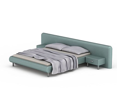 3d现代简约式双人床免费模型