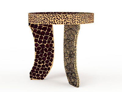 豹纹圆凳模型3d模型
