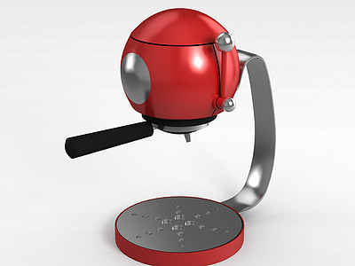 3d红色咖啡机模型