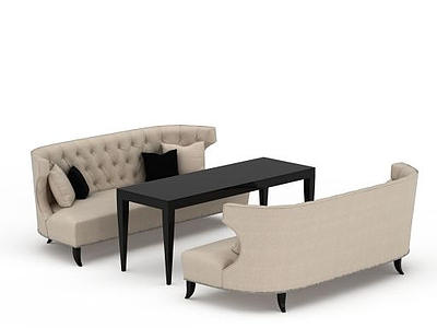 3d米色布艺沙发模型