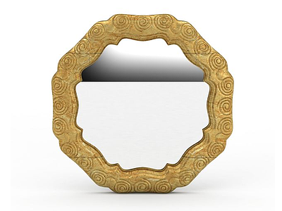 3d金色边框镜子免费模型