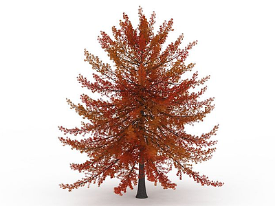 红色叶子树木模型