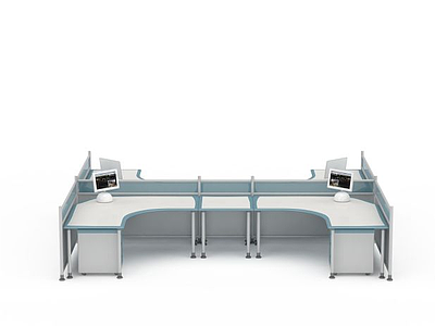 职工办公桌组合模型3d模型