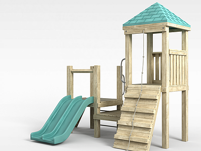 3d儿童木质滑梯模型