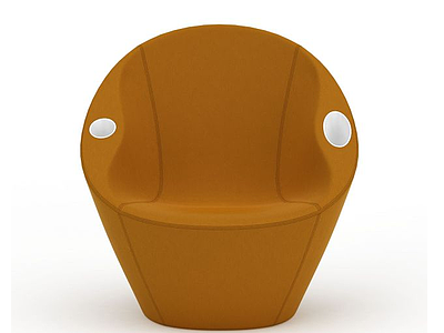 圆形黄色沙发模型3d模型