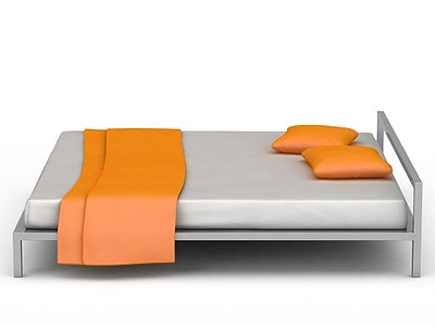 3d现代双人硬床免费模型