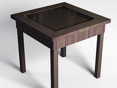 3d四方褐色木桌模型