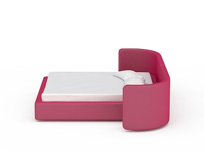 3d粉色现代双人床免费模型