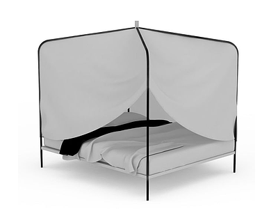 3d蚊帐双人床免费模型