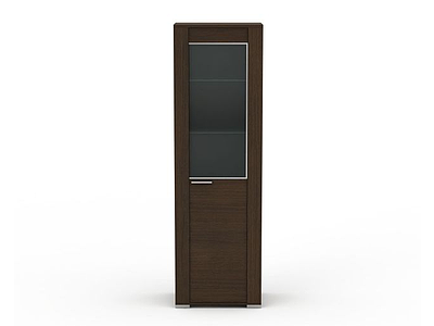 3d褐色玻璃木柜模型