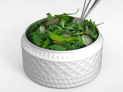 3d蔬菜沙拉盘子模型