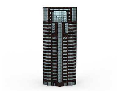 蓝黑色大厦模型3d模型