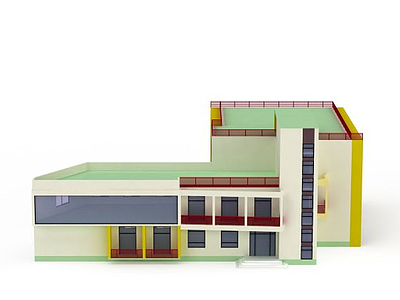 3d现代教学楼模型