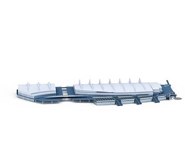 蓝白色异形建筑模型3d模型