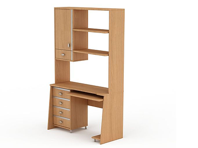 3d木质电脑桌柜模型