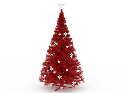 红色仿真圣诞树模型3d模型