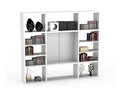 白色简约书柜模型3d模型