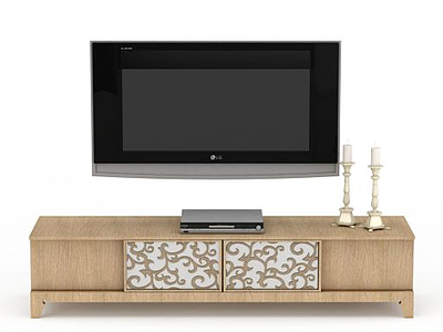 原色木质电视柜模型3d模型