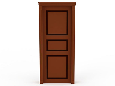 褐色实木复合门模型