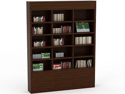 3d现代木质书柜模型