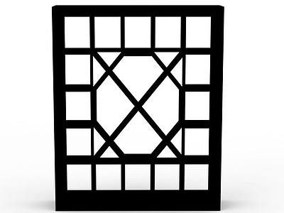 黑色门窗隔断模型3d模型