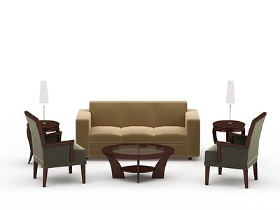 简约浅色沙发茶几模型3d模型